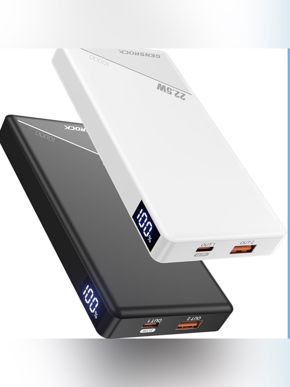 2x Portable Charger Power Bank 10000mAh, PD 22.5W Fast Charging with LED Display